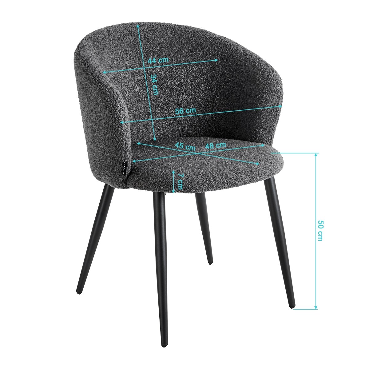 4RICO ASOLA waiting and living room chair, gray color 7