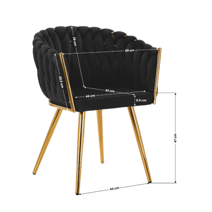 4Rico beauty salon waiting chair QS-GW06G, black velvet 6