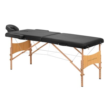 BALANCE medinis sulankstomas masažo stalas, 2 segmentai, juodas BALANCE medinis sulankstomas masažo stalas, 2 segmentai, juodas