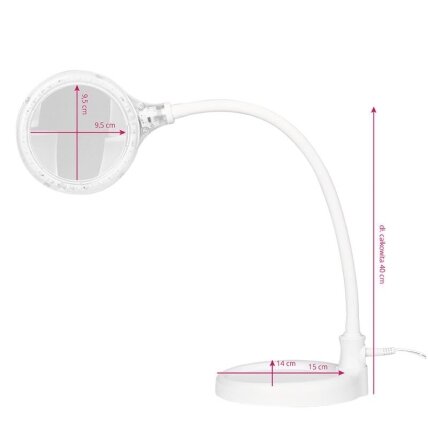 ELEGANTE RED LINE profesionali kosmetologinė stalinė LED lempa - lupa ELEGANTE 2014-2R 30 SMD 5D su stovu ir tvirtinimu prie paviršių funkcija, baltos spalvos 5 ELEGANTE RED LINE profesionali kosmetologinė stalinė LED lempa - lupa ELEGANTE 2014-2R 30 SMD 5D su stovu ir tvirtinimu prie paviršių funkcija, baltos spalvos 5