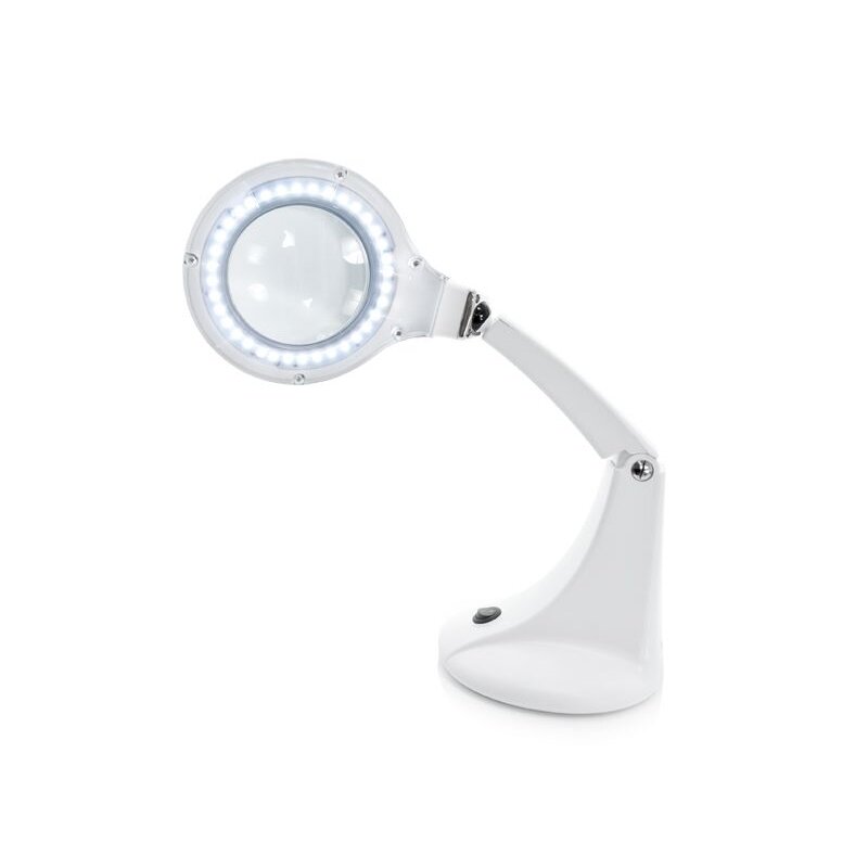 ELEGANTE RED LINE profesionali kosmetologinė stalinė LED lempa - lupa ELEGANTE MINI 30 SMD 5D, baltos spalvos 2 ELEGANTE RED LINE profesionali kosmetologinė stalinė LED lempa - lupa ELEGANTE MINI 30 SMD 5D, baltos spalvos 2