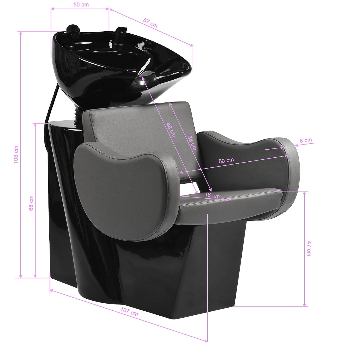 GABBIANO professional sink for hairdressing and beauty salons SEWILLA, gray 9