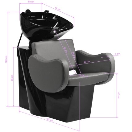 GABBIANO professional sink for hairdressing and beauty salons SEWILLA, gray 9