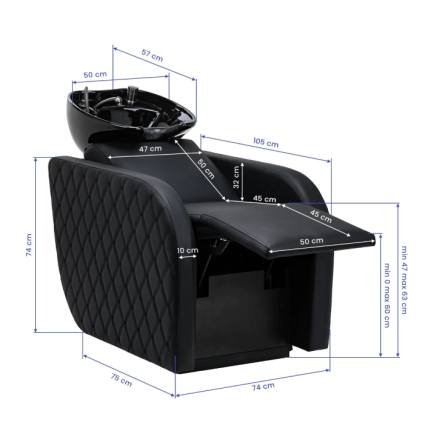 GABBIANO professional hairdressing sink INES with massage function, black 17