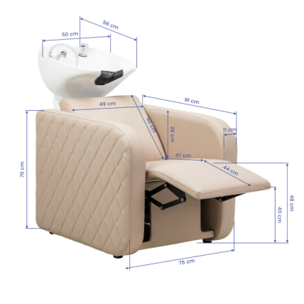 GABBIANO professional hairdressing sink SYLVIA PLUS with massage function, cream color 16