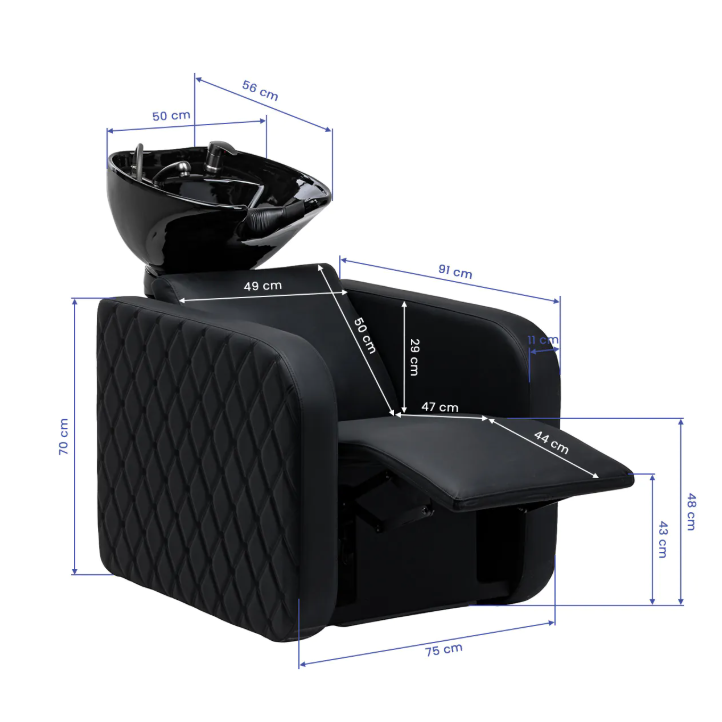 GABBIANO professional hairdressing sink SYLVIA PLUS with massage function, black 16