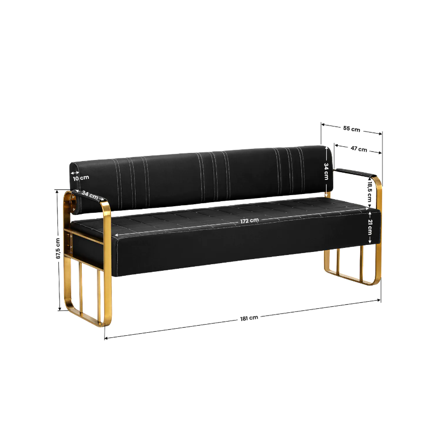 GABBIANO profesionali laukiamojo sofa kirpykloms ir grožio salonams AVILA, juodos spalvos 7 GABBIANO profesionali laukiamojo sofa kirpykloms ir grožio salonams AVILA, juodos spalvos 7