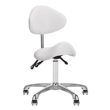 GIOVANNI CLASSIC 1004 profesionali meistro kėdė-balnas kosmetologams, baltos spalvos