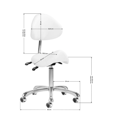 GIOVANNI CLASSIC 1004 profesionali meistro kėdė-balnas kosmetologams, baltos spalvos 10
