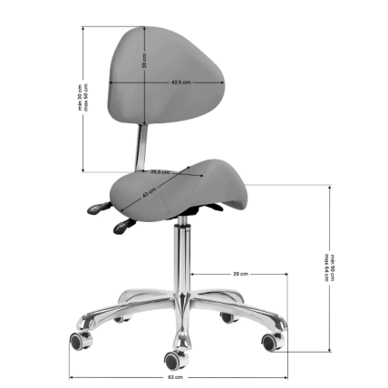 GIOVANNI CLASSIC 1004 professional master's chair-saddle for beauticians, grey color 9