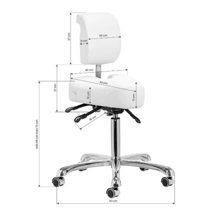 GIOVANNI CLASSIC 1005 profesionali podologinė meistro kėdė kosmetologams bei grožio salonams, baltos spalvos 13