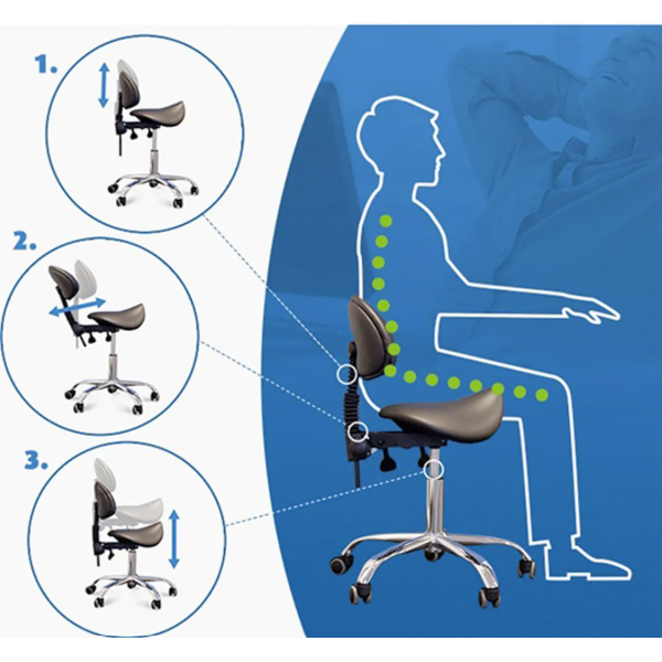 GIOVANNI CLASSIC 1004 profesionali meistro kėdė-balnas kosmetologams, baltos spalvos 11