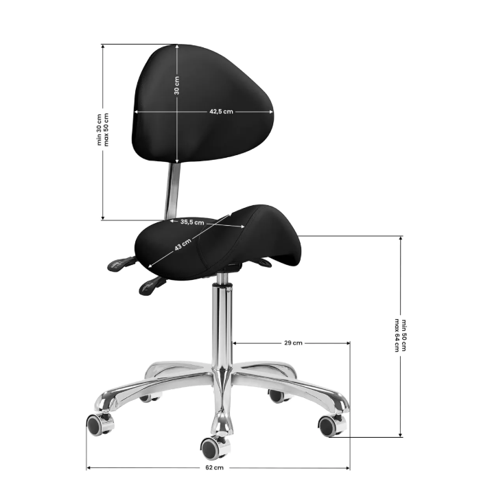 GIOVANNI CLASSIC 1004 professional master's chair-saddle for beauticians, black color 9