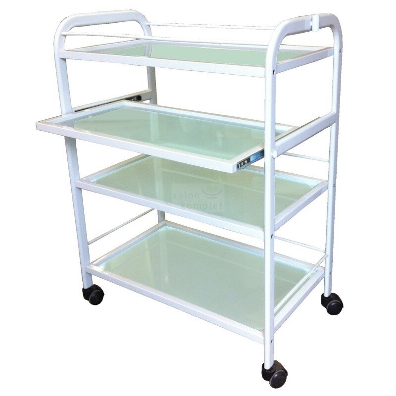 GIOVANNI CLASSIC 1015A professional cosmetic trolley (with pull-out shelf), white color