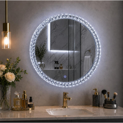GLAMOUR LED kirpyklos bei makiažo veidrodis, 50 cm. 1