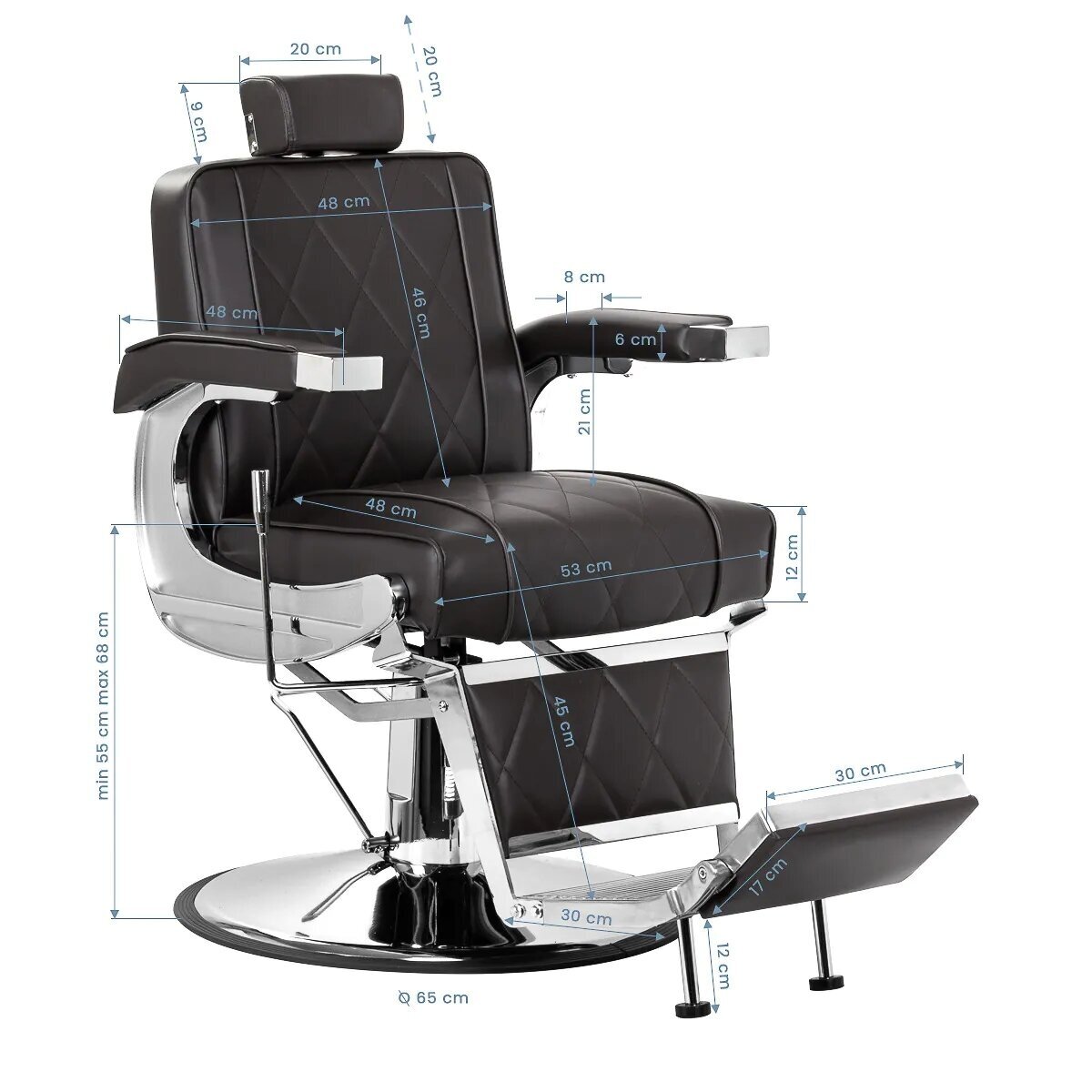HAIR SYSTEM profesionali barberio kėdė kirpykloms ir grožio salonams BM88066, rudos spalvos 14