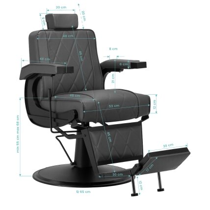 HAIR SYSTEM professional barber chair for hairdressing salons and beauty salons, gray 15