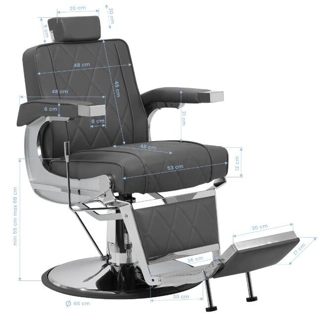 HAIR SYSTEM profesionali barberio kėdė kirpykloms ir grožio salonams BM88066, pilkos spalvos 15