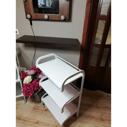 Cosmetic trolley with wooden shelves NG-ST026, white color 6