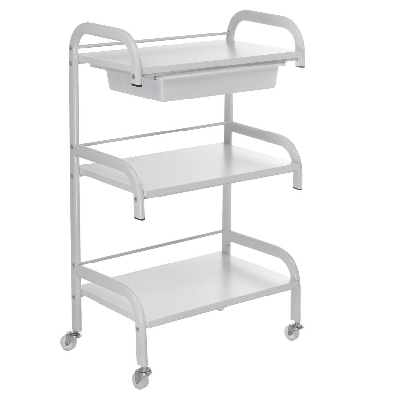 Cosmetic trolley with wooden shelves NG-ST026, white color Cosmetic trolley with wooden shelves NG-ST026, white color