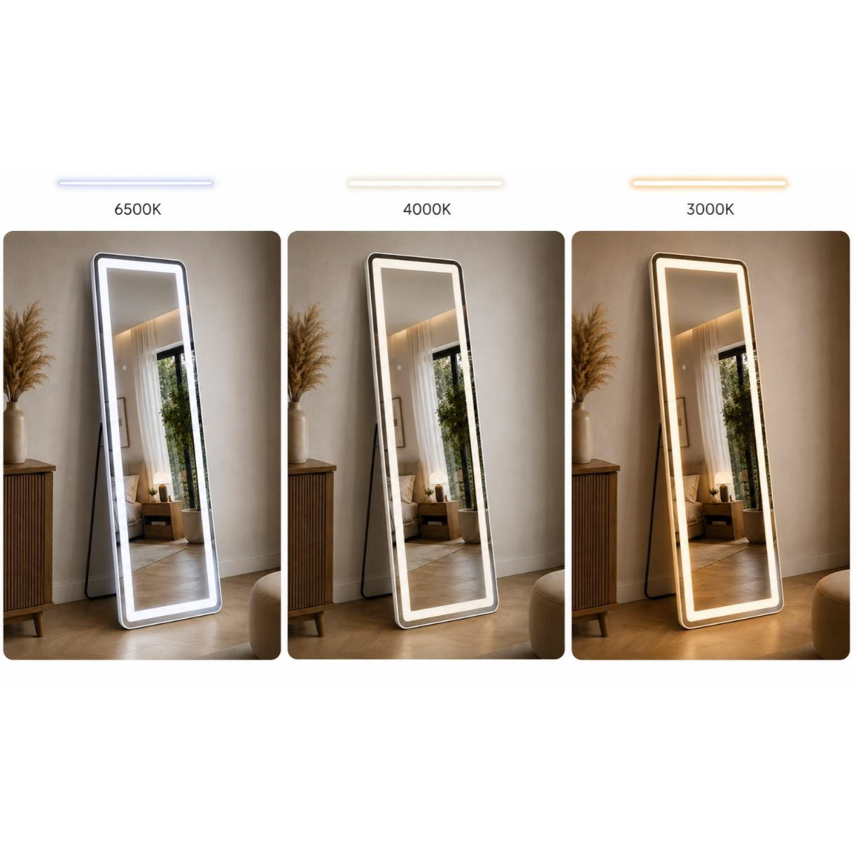 Pastatomas veidrodis grožio salonams su LED apšvietimu NEW YORK, 160x50 cm 3 Pastatomas veidrodis grožio salonams su LED apšvietimu NEW YORK, 160x50 cm 3