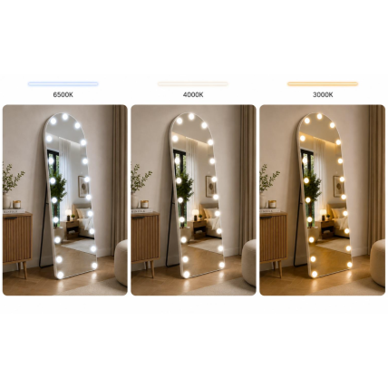 Pastatomas veidrodis grožio salonams su LED apšvietimu HOLLYWOOD, 160x50 cm 3