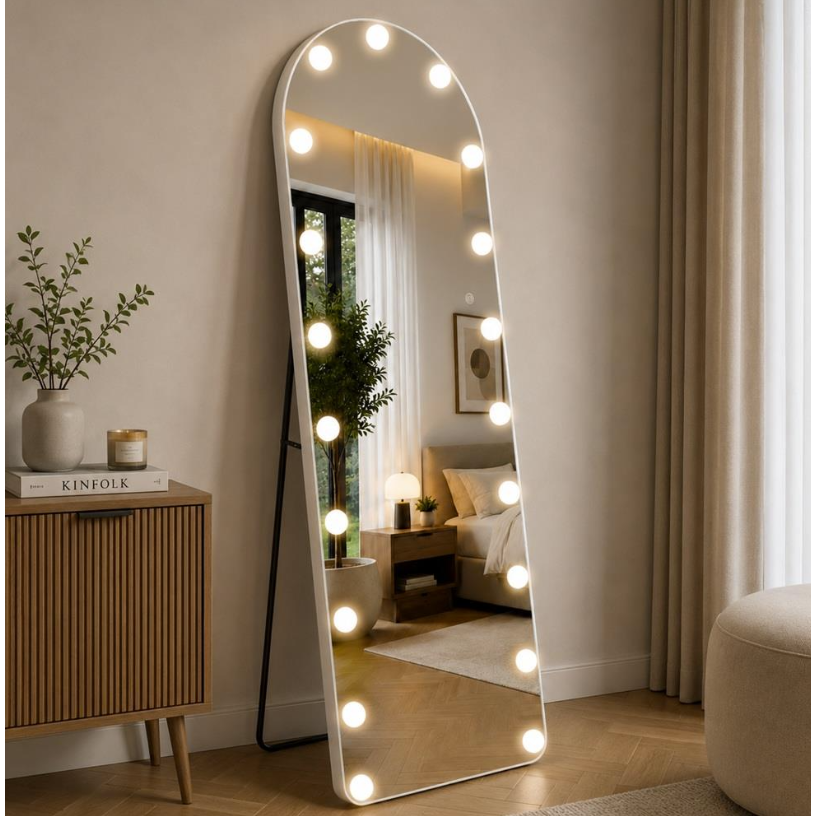 Pastatomas veidrodis grožio salonams su LED apšvietimu HOLLYWOOD, 160x50 cm 1