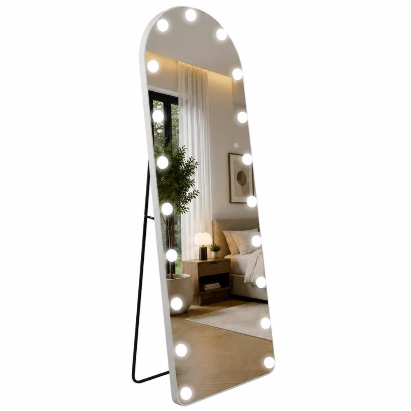Pastatomas veidrodis grožio salonams su LED apšvietimu HOLLYWOOD, 160x50 cm