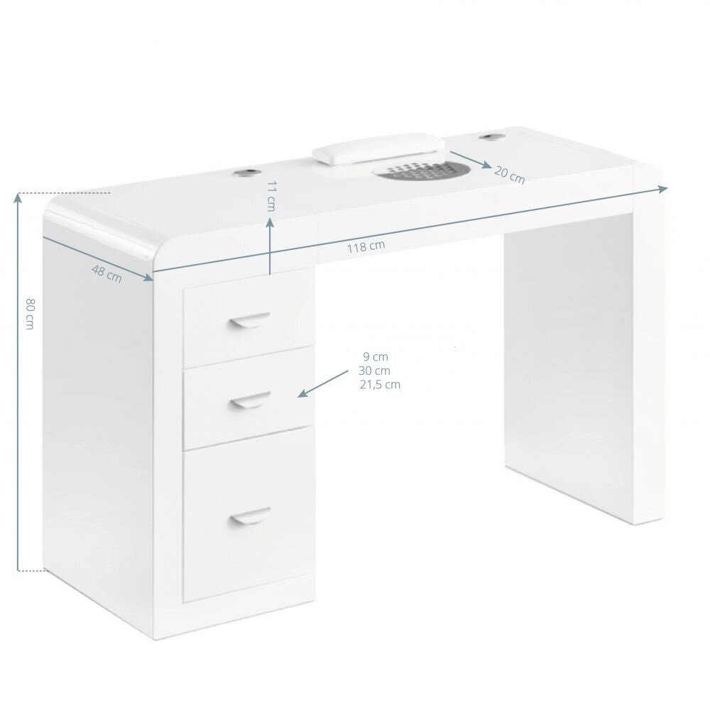 Professional manicure table with dust extractor MOD 312, white 3 Professional manicure table with dust extractor MOD 312, white 3