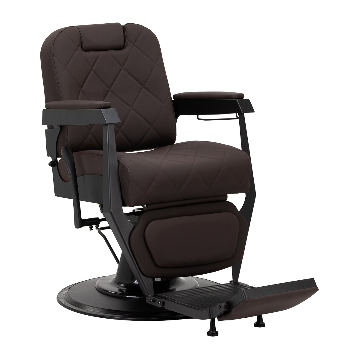 Profesionali barberio kėdė kirpykloms ir barbershopams GABBIANO BRUNO, rudos spalvos su juodu rėmu Profesionali barberio kėdė kirpykloms ir barbershopams GABBIANO BRUNO, rudos spalvos su juodu rėmu