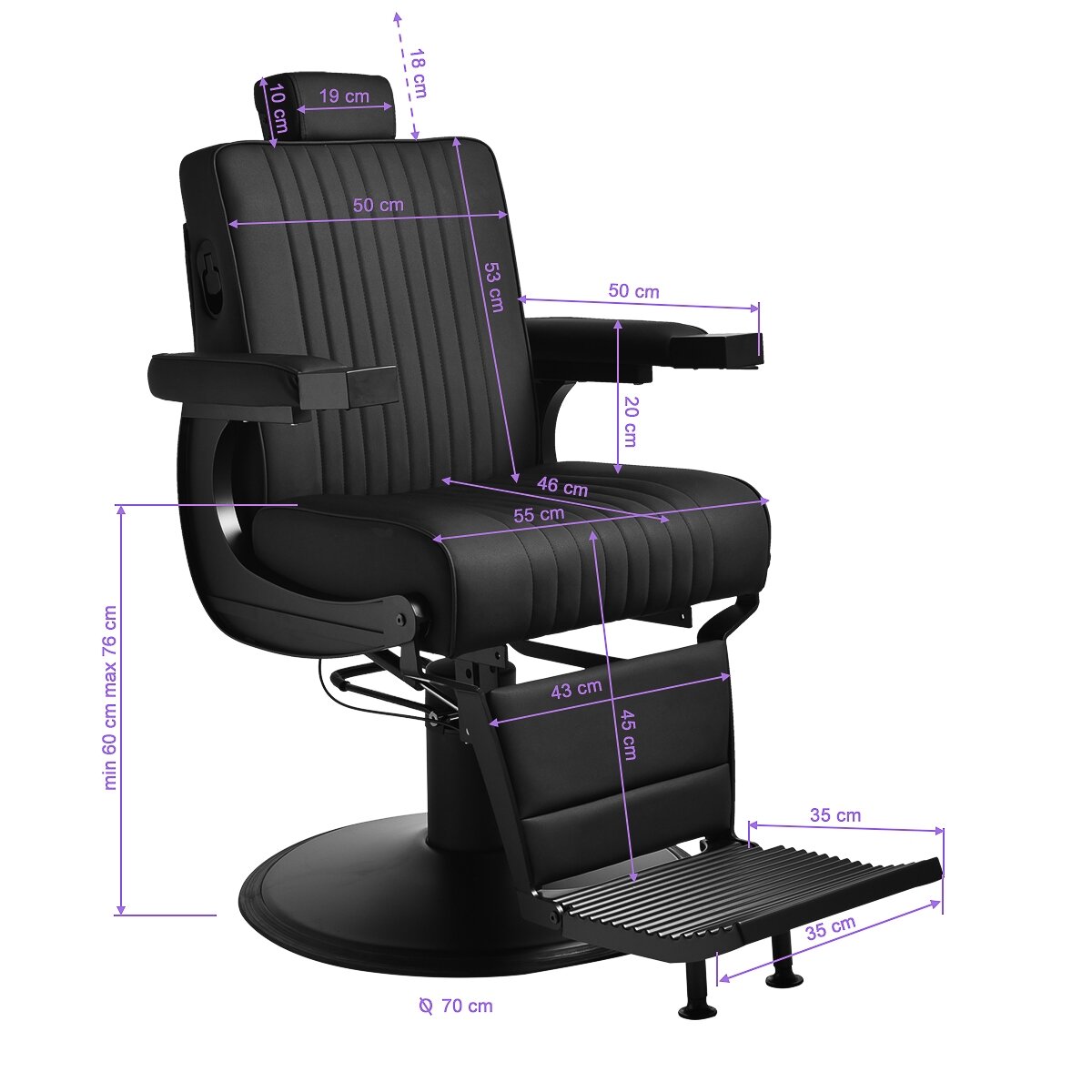 Professional barber chair for hairdressers and barbershops GABBIANO LEVI, black 13