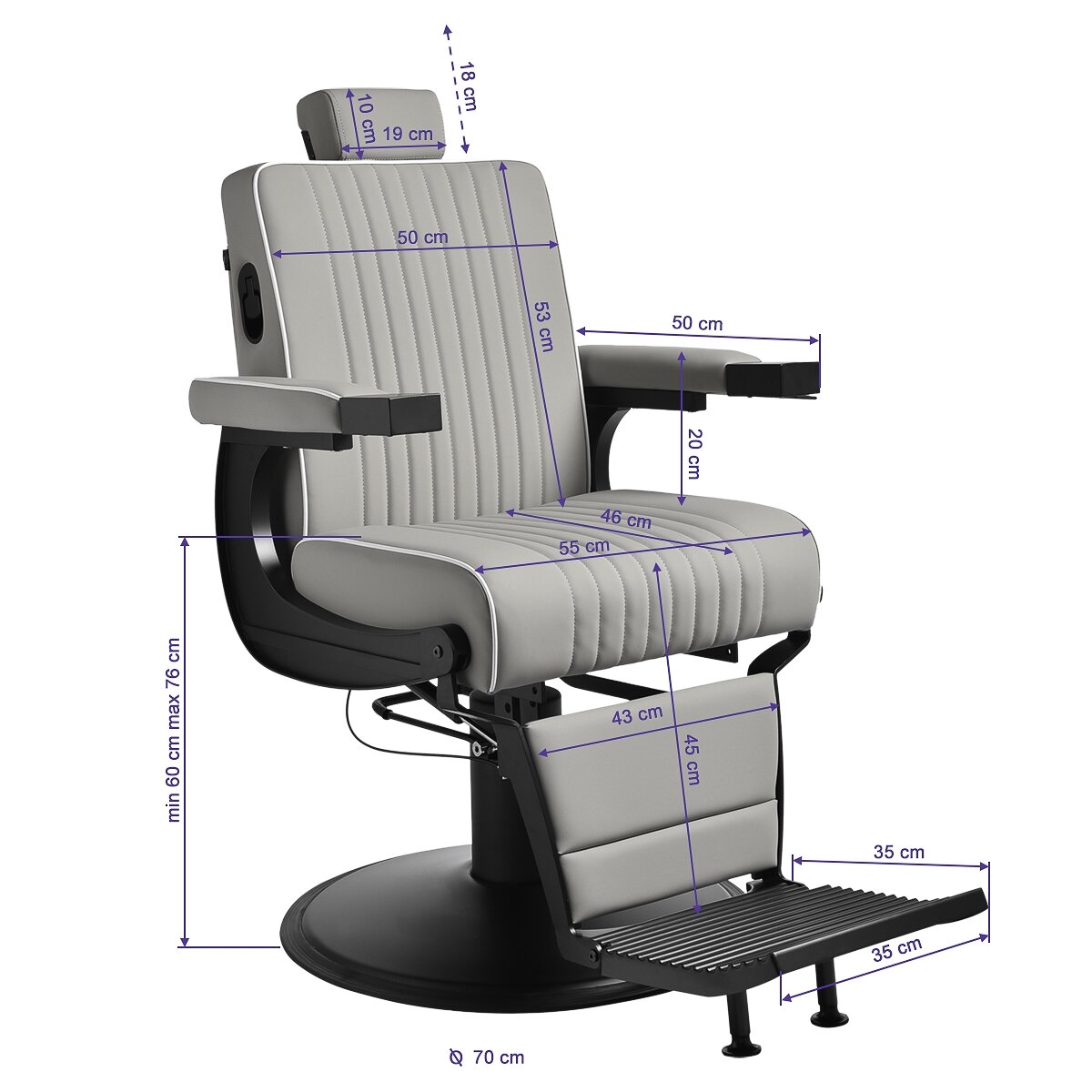 Professional barber chair for hairdressers and barbershops GABBIANO LEVI, gray 15 Professional barber chair for hairdressers and barbershops GABBIANO LEVI, gray 15