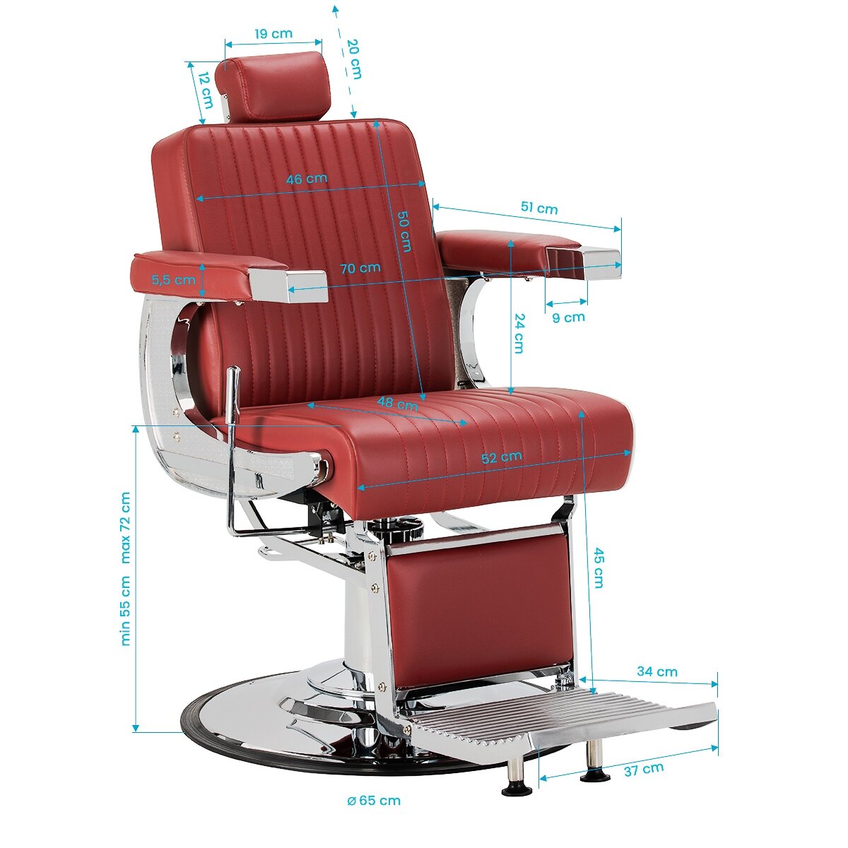 Professional barber chair for hairdressers and barbershops GABBIANO VISIONERIO, red 17