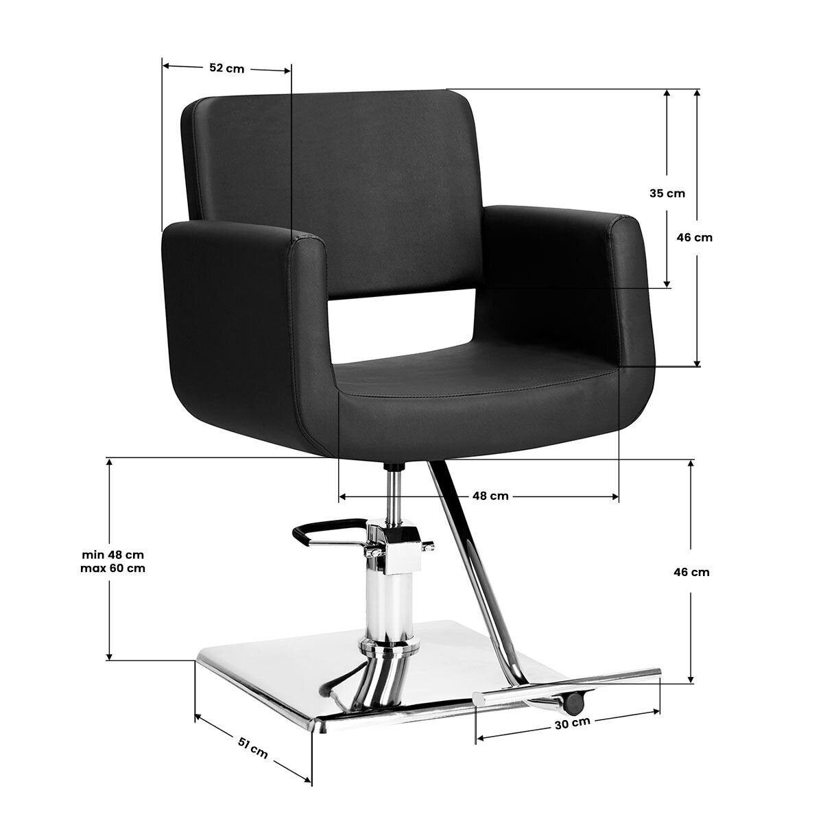 Professional barber chair CUBA/HELSINKI, black color 6