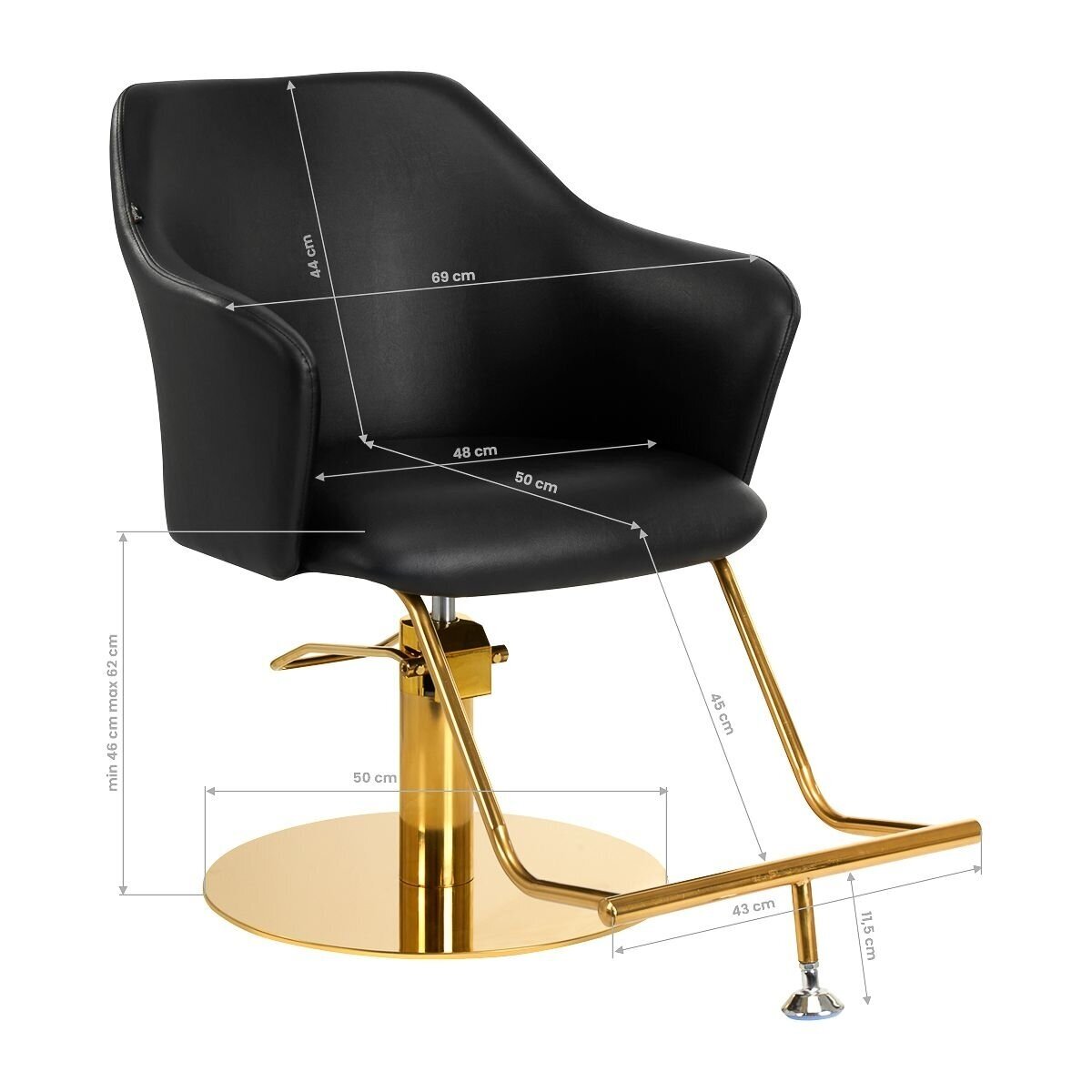 Professional hairdressing chair GABBIANO MARBELLA, black and gold color 7 Professional hairdressing chair GABBIANO MARBELLA, black and gold color 7