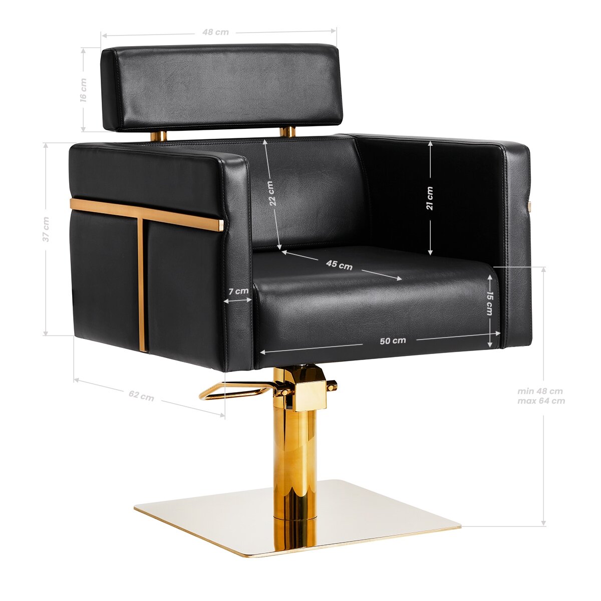 Professional hairdressing chair GABBIANO TOLEDO, black with gold details 8 Professional hairdressing chair GABBIANO TOLEDO, black with gold details 8