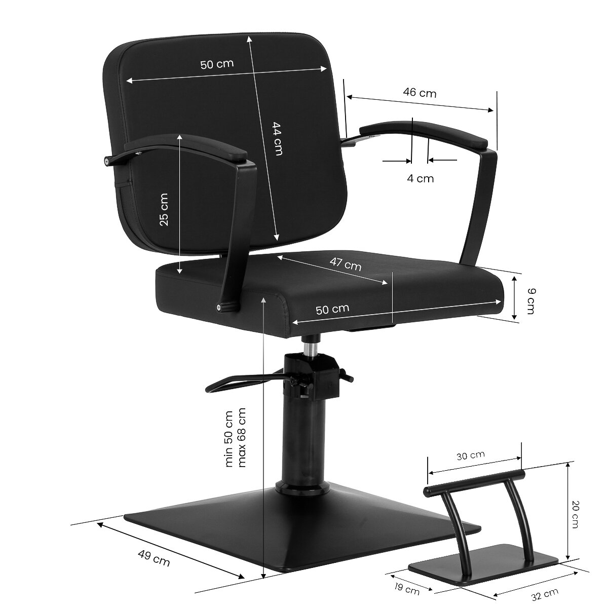 Profesionali kirpyklos kėdė HAIR SYSTEM EDGE, juodos spalvos 9