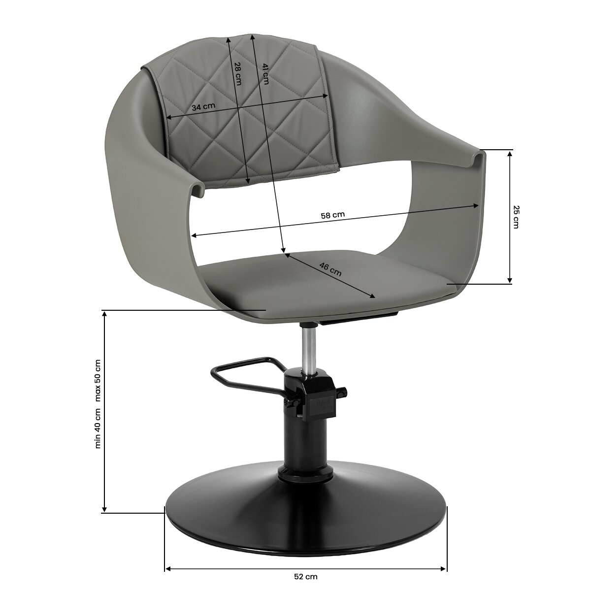 Profesionali kirpyklos kėdė HAIR SYSTEM HALO, pilkos spalvos 7 Profesionali kirpyklos kėdė HAIR SYSTEM HALO, pilkos spalvos 7