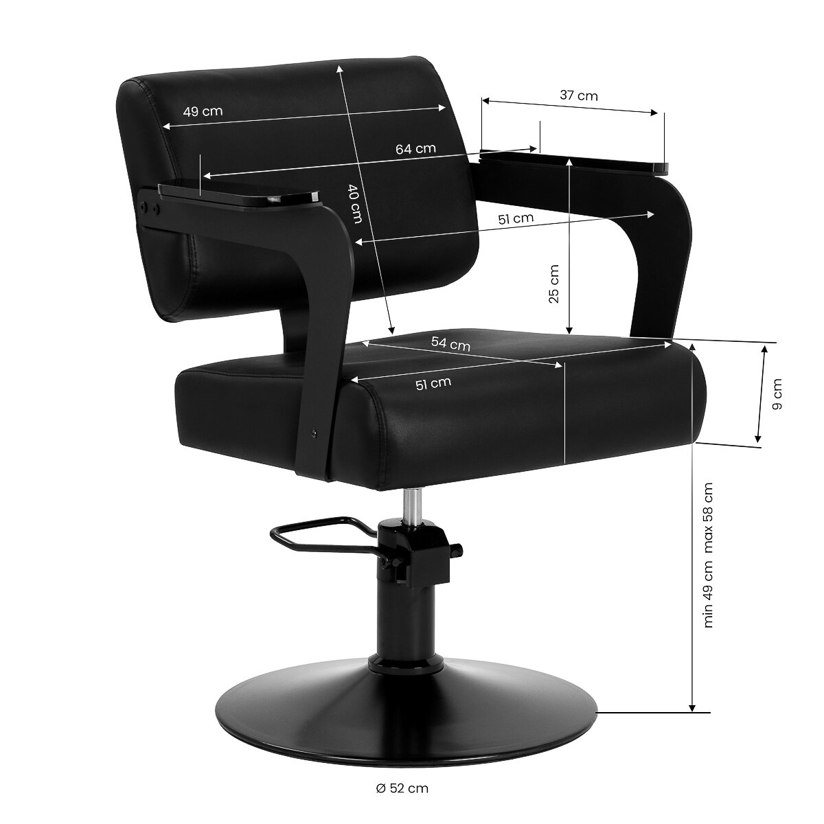 Profesionali kirpyklos kėdė HAIR SYSTEM, juodos spalvos 7