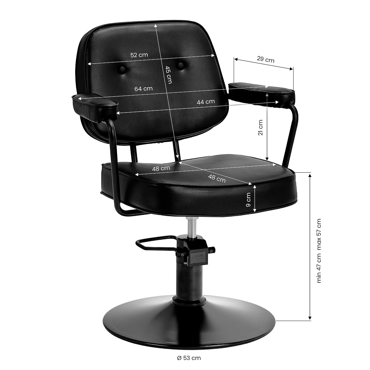 Profesionali kirpyklos kėdė HAIR SYSTEM TRU, juodos spalvos 7
