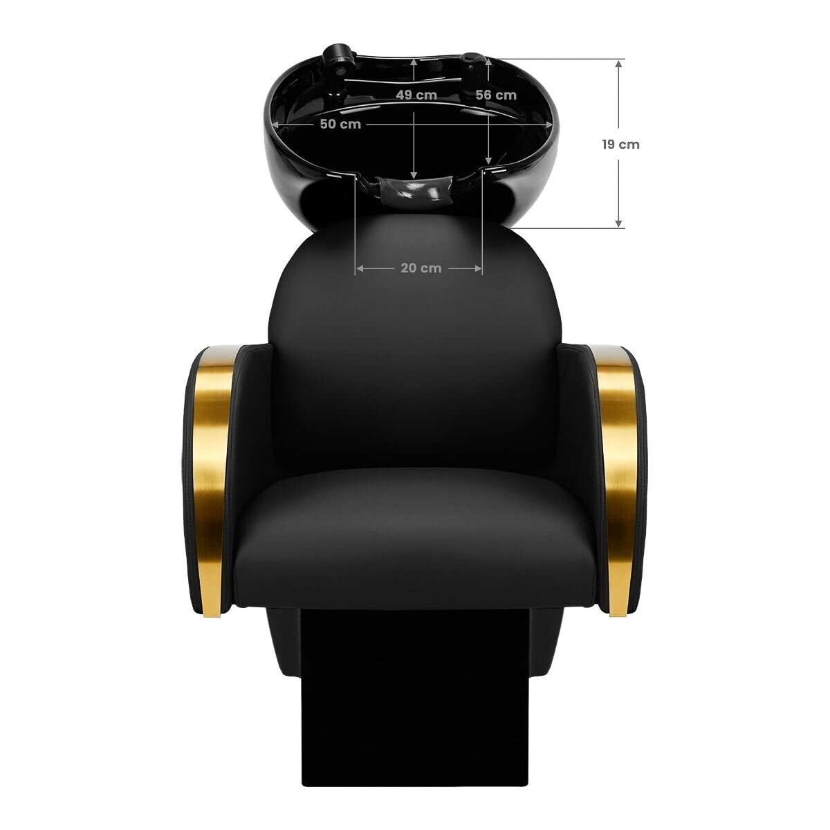 Professional hairdressing sink GABBIANO MALAGA, black with golden armrests 9 Professional hairdressing sink GABBIANO MALAGA, black with golden armrests 9