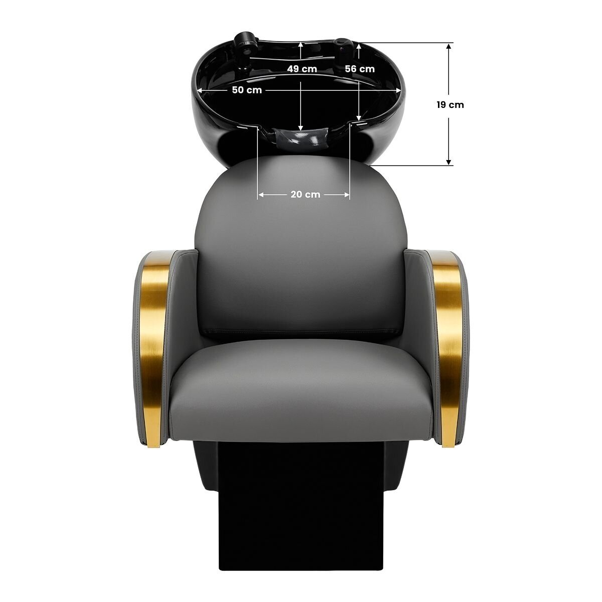 Professional hairdressing sink GABBIANO MALAGA, gray with golden armrests 8 Professional hairdressing sink GABBIANO MALAGA, gray with golden armrests 8