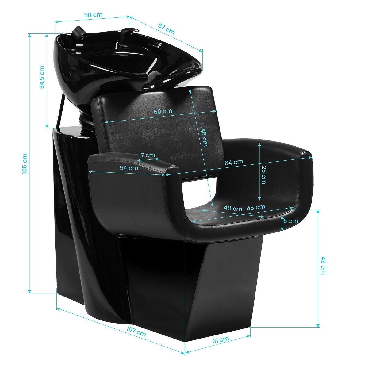 Professional hairdressing sink GABBIANO MATARO, black 9