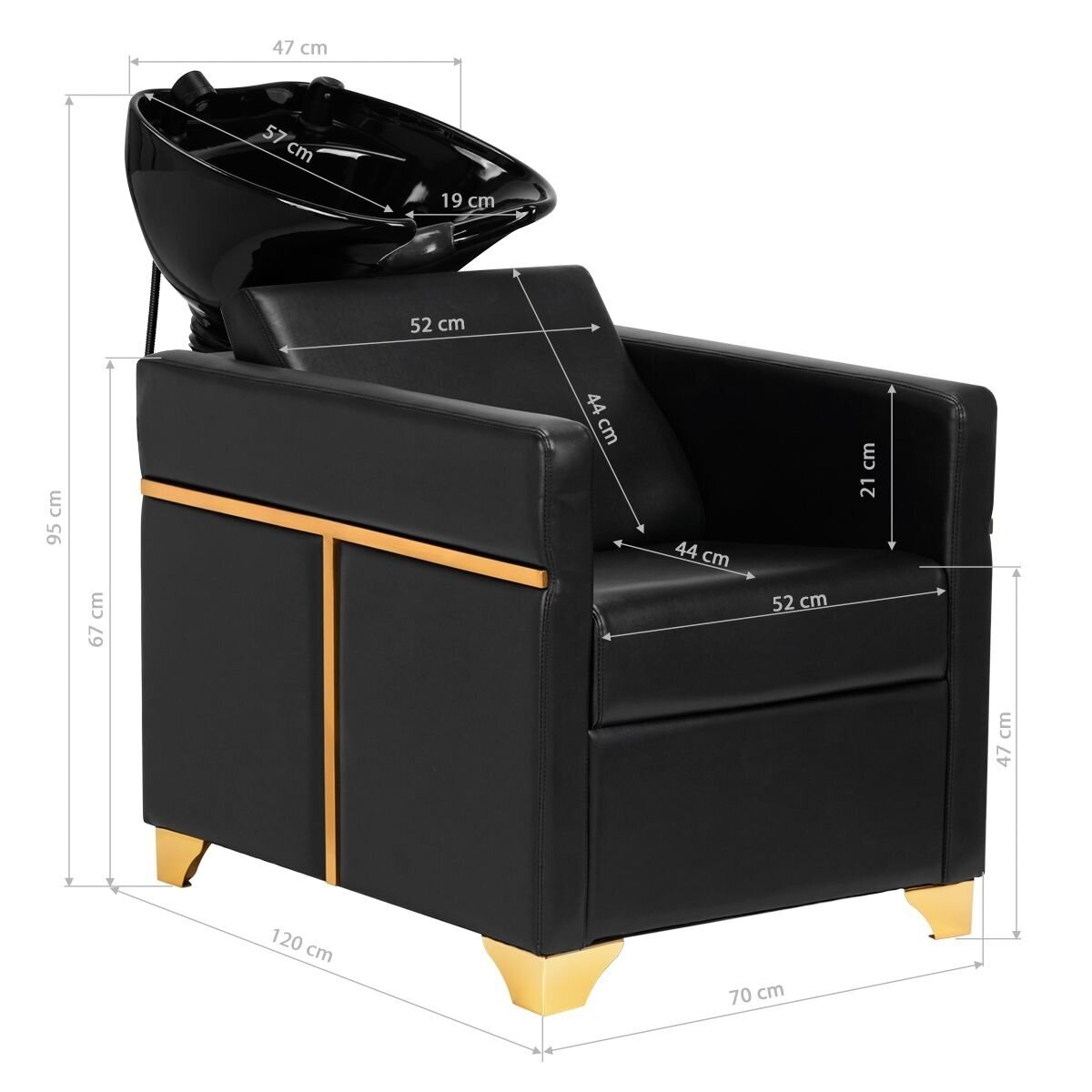 Professional hairdressing sink GABBIANO TOLEDO, black with gold details 12 Professional hairdressing sink GABBIANO TOLEDO, black with gold details 12
