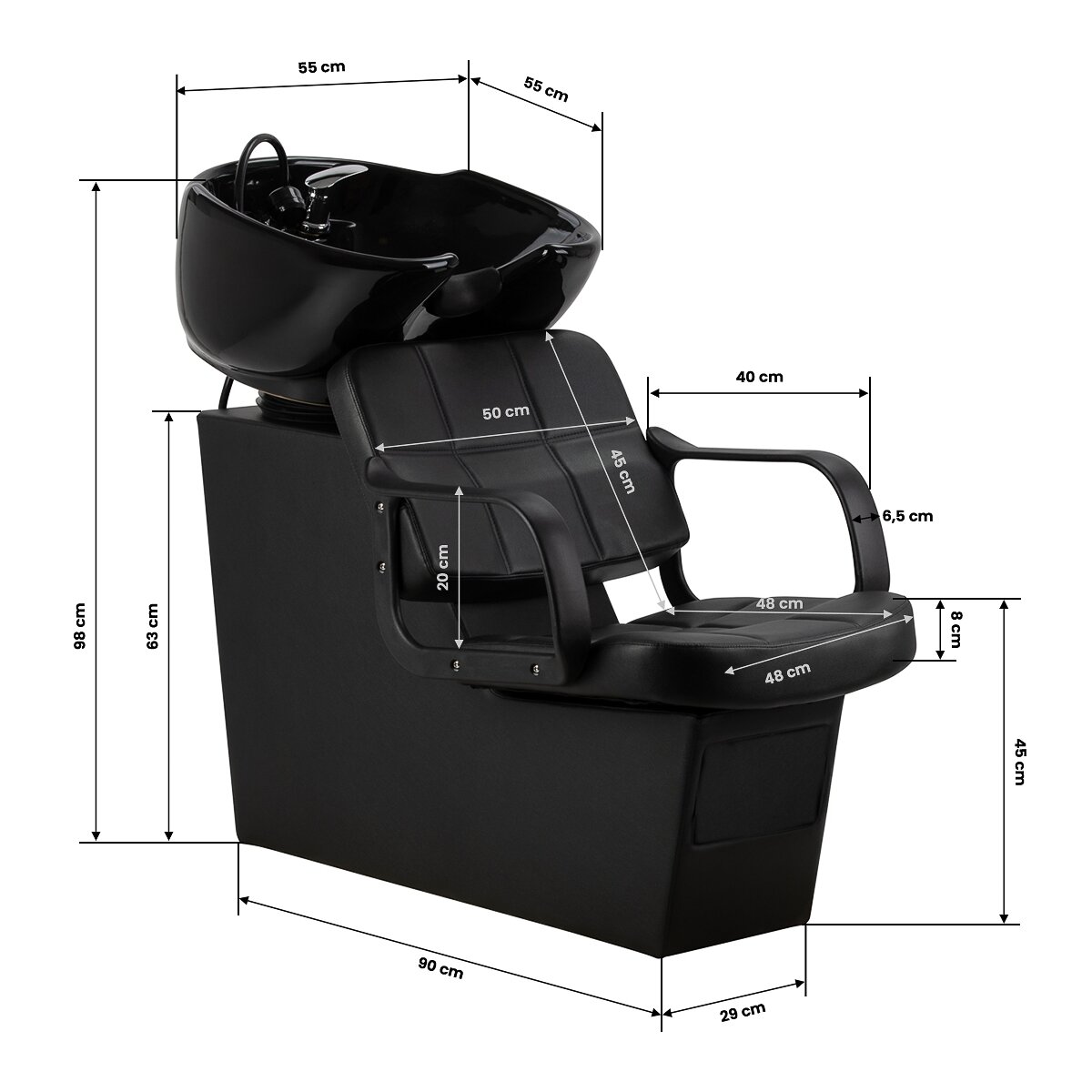 Professional hairdressing sink HAIR SYSTEM KOMODO, black 11 Professional hairdressing sink HAIR SYSTEM KOMODO, black 11