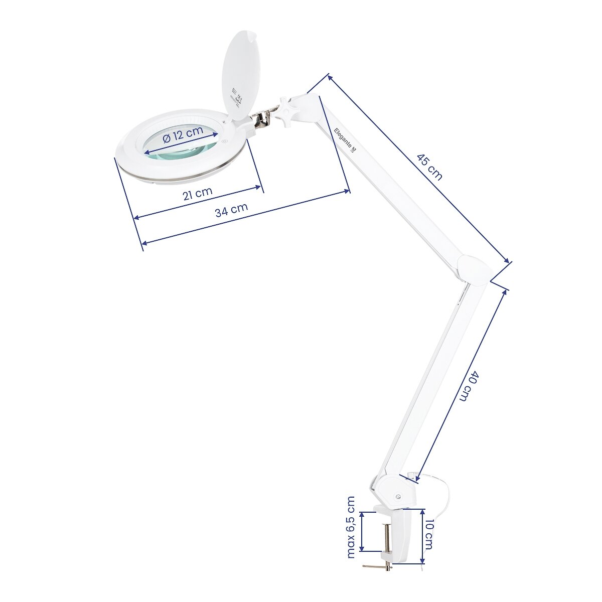 Professional cosmetic LED lamp - magnifier ELEGANTE 6031, surface-mounted, white 7