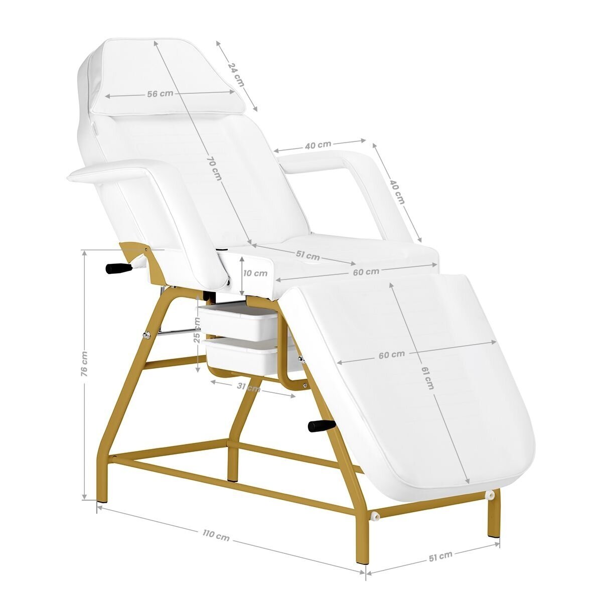 Professional cosmetology bed-chair for beauty procedures 557G, white-gold color 18