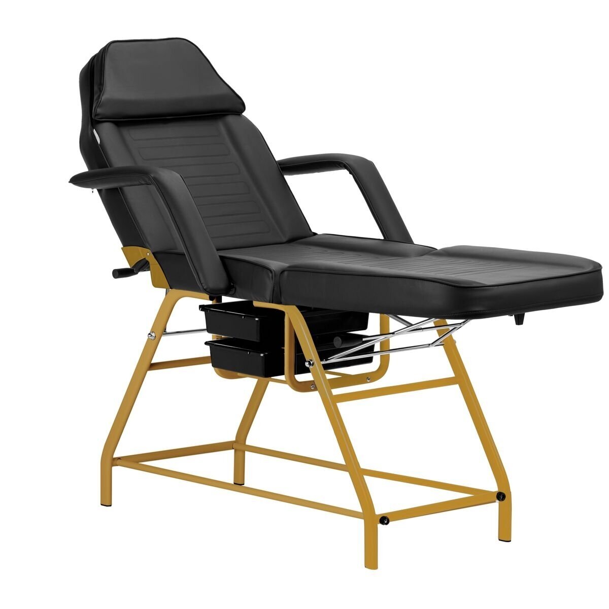 Professional cosmetology bed-chair for beauty procedures 557G, black and gold color Professional cosmetology bed-chair for beauty procedures 557G, black and gold color