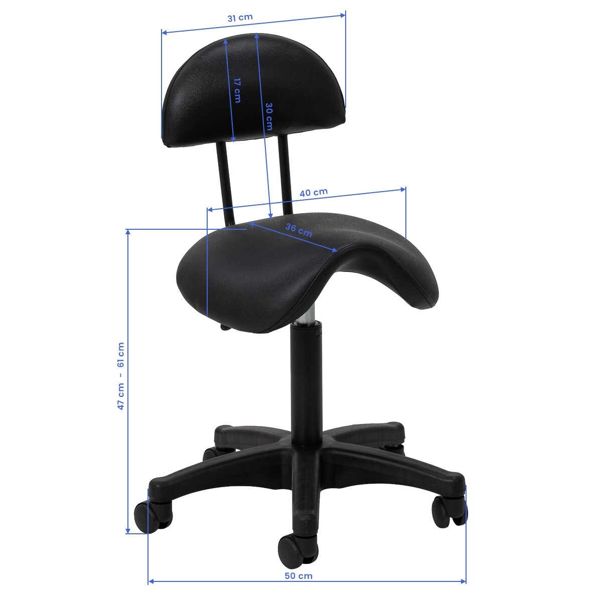 Professional master chair-saddle for beauticians 6001, black with black base 7 Professional master chair-saddle for beauticians 6001, black with black base 7