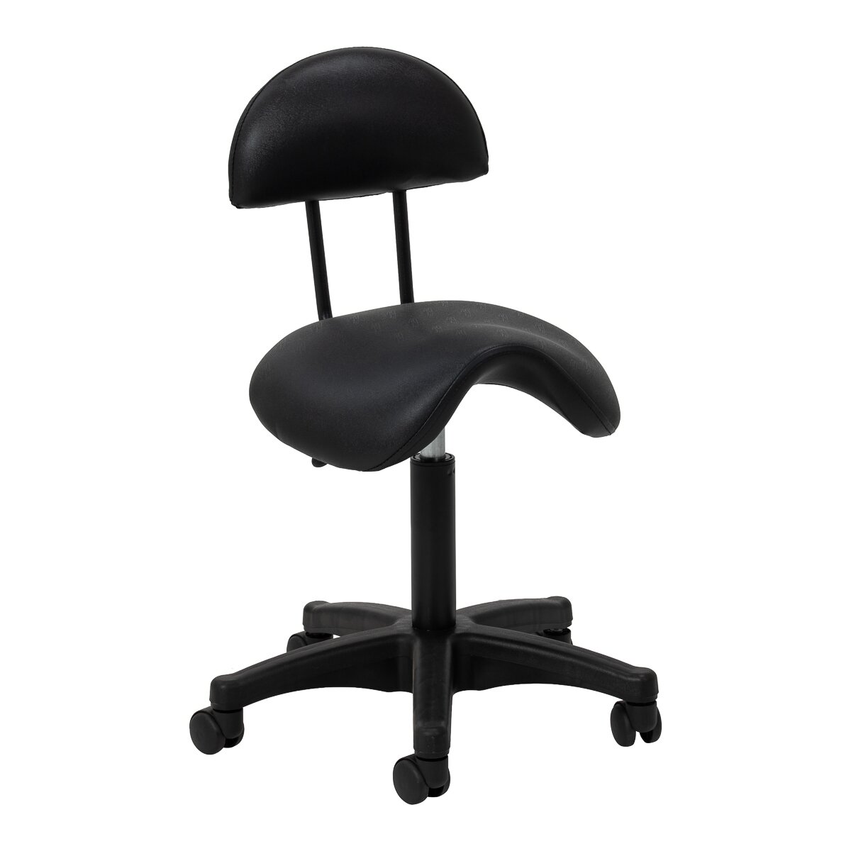 Professional master chair-saddle for beauticians 6001, black with black base
